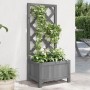 Grauer vidaXL Pflanzkübel mit Spalier aus Tannenholz für Kletterpflanzen im Garten.