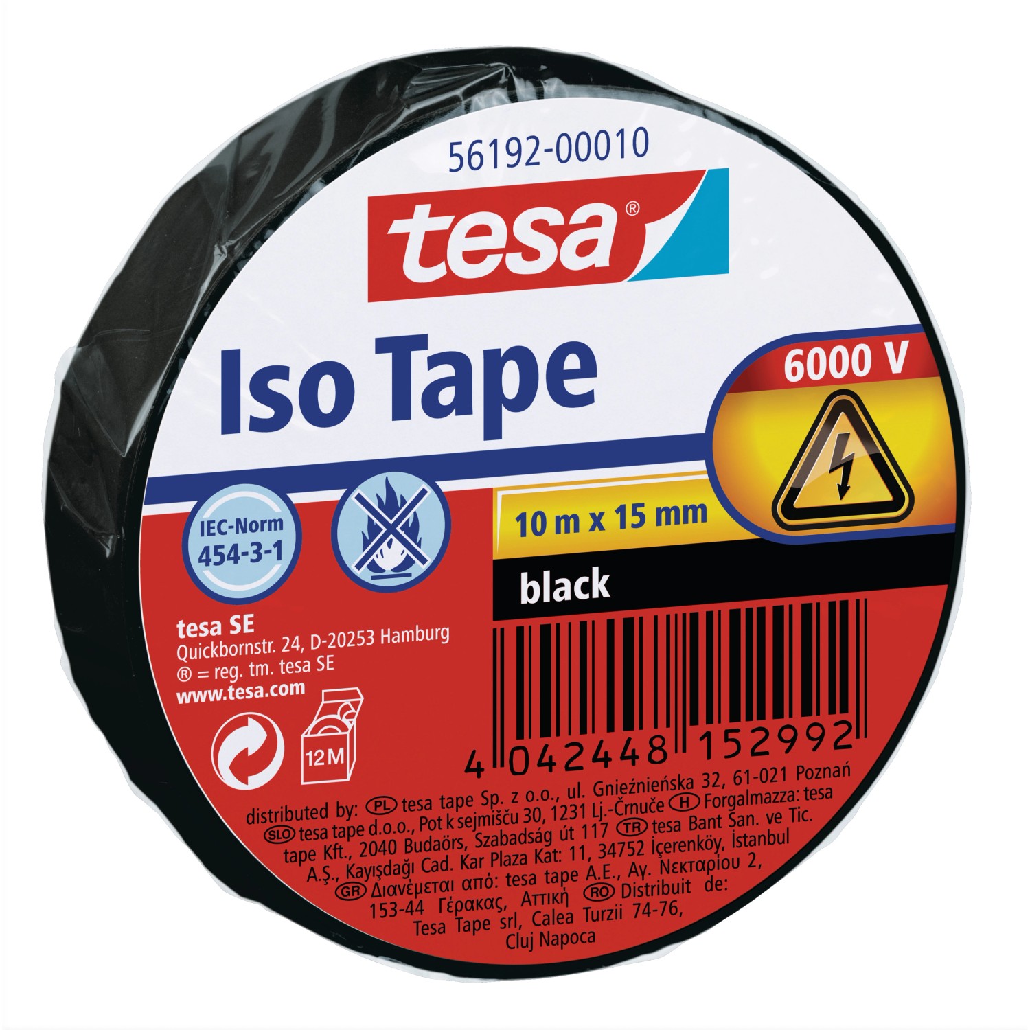 Tesa Iso Tape Schwarz 10 m x 15 mm