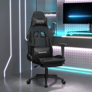 vidaXL Gaming-Stuhl mit Massage & Fußstütze Schwarz Kunstleder 345465
