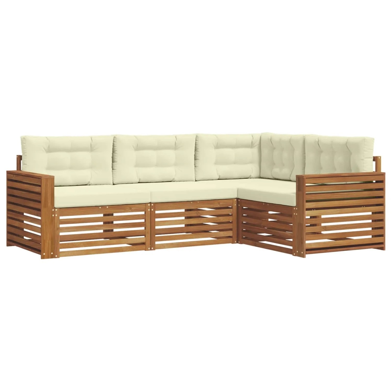vidaXL Outdoor-Sofagarnitur mit Kissen 4-Tlg Natur und Creme 3373385