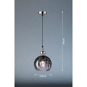 Fischer & Honsel Pendelleuchte Uller, schwarz, Rauchglas, Ø 20cm. Moderne Hängelampe für E27 Leuchtmittel.