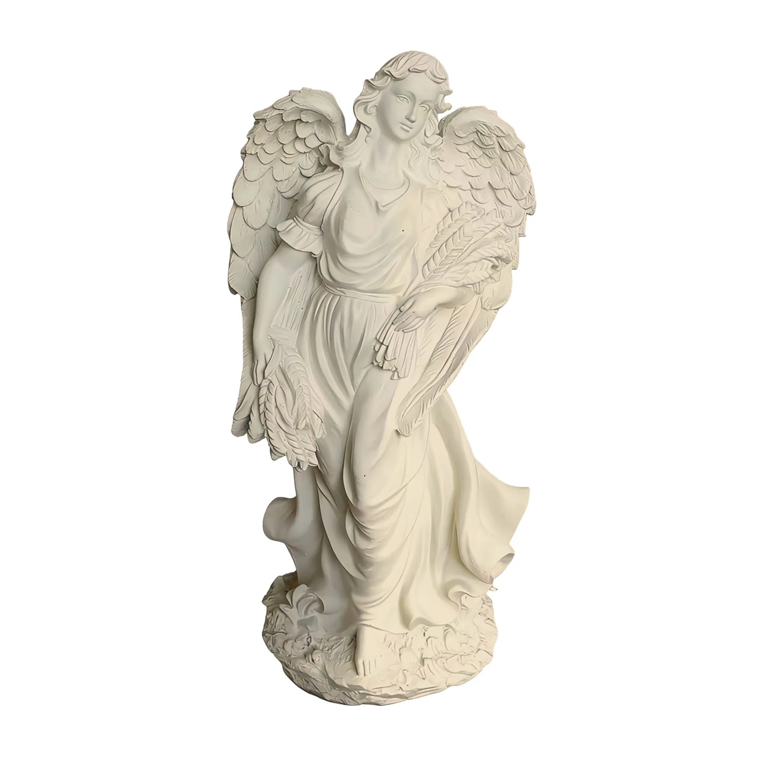 Relaxdays Grabengel Polyresin Creme Wetterfest Frostfest 46,5 cm x 23 cm x 14 cm
