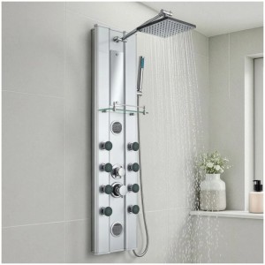 Tectake Aluminium Duschpaneel  Regendusche Mit Handbrause  27 x 9 80 x 118 cm Silber