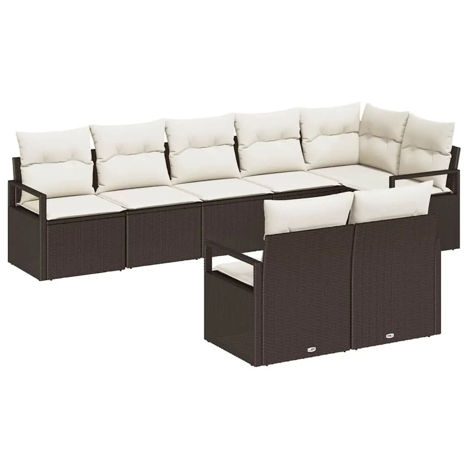 vidaXL Gartensofa-set mit Kissen 8-Tlg Braun und Weiß Poly-Rattan 3355097 günstig online kaufen