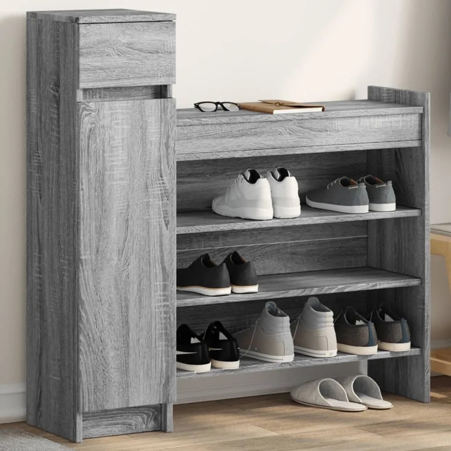 vidaXL Schuhschrank Grau Sonoma 100,5x28x100 cm Holzwerkstoff 840427_2