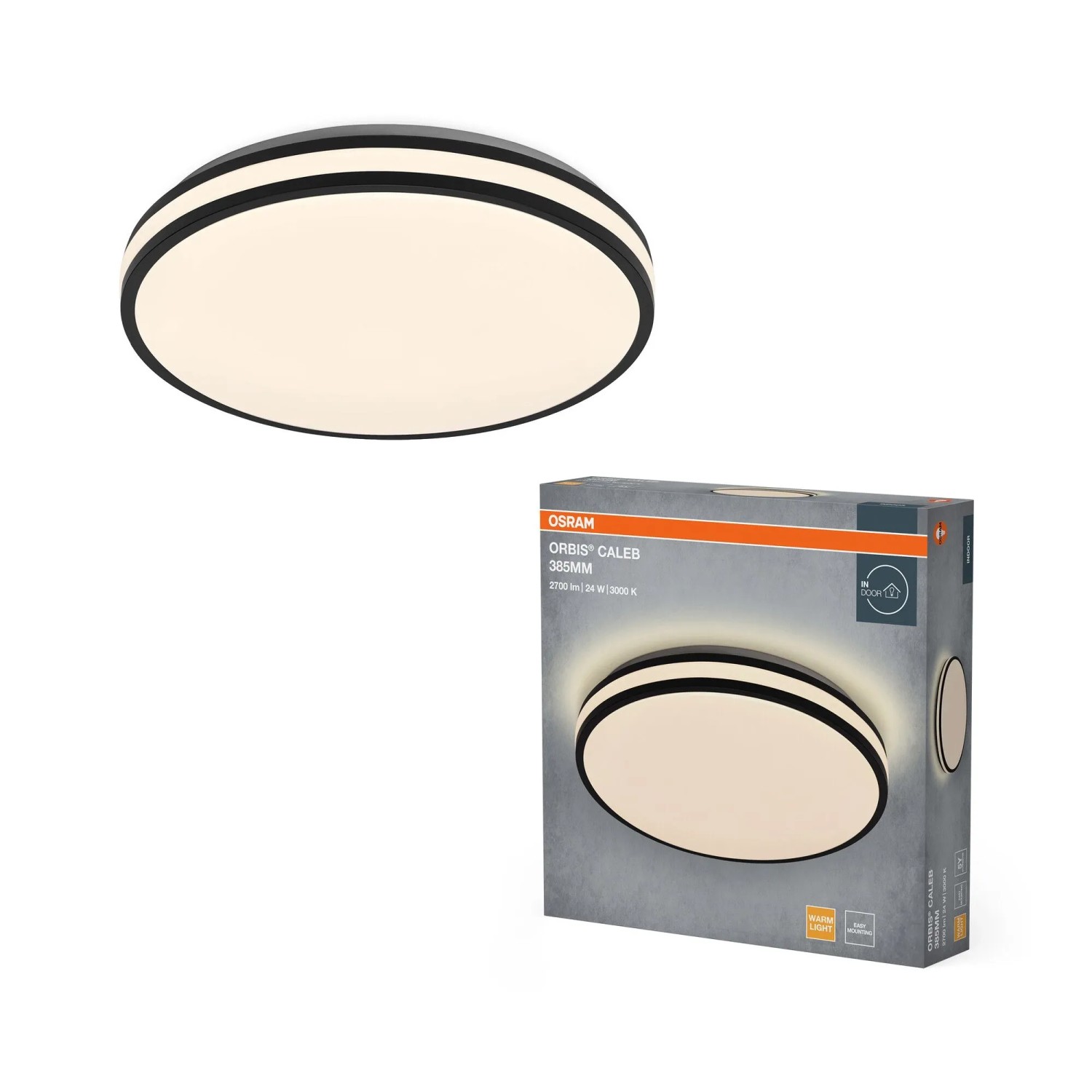 Osram LED-Deckenleuchte Orbis Caleb Schwarz Ø 38,5 cm x 8 cm