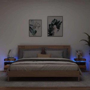 vidaXL Nachttische mit LED-Leuchten 2 Stk, Altholz-Optik 40x39x48,5 cm 857659
