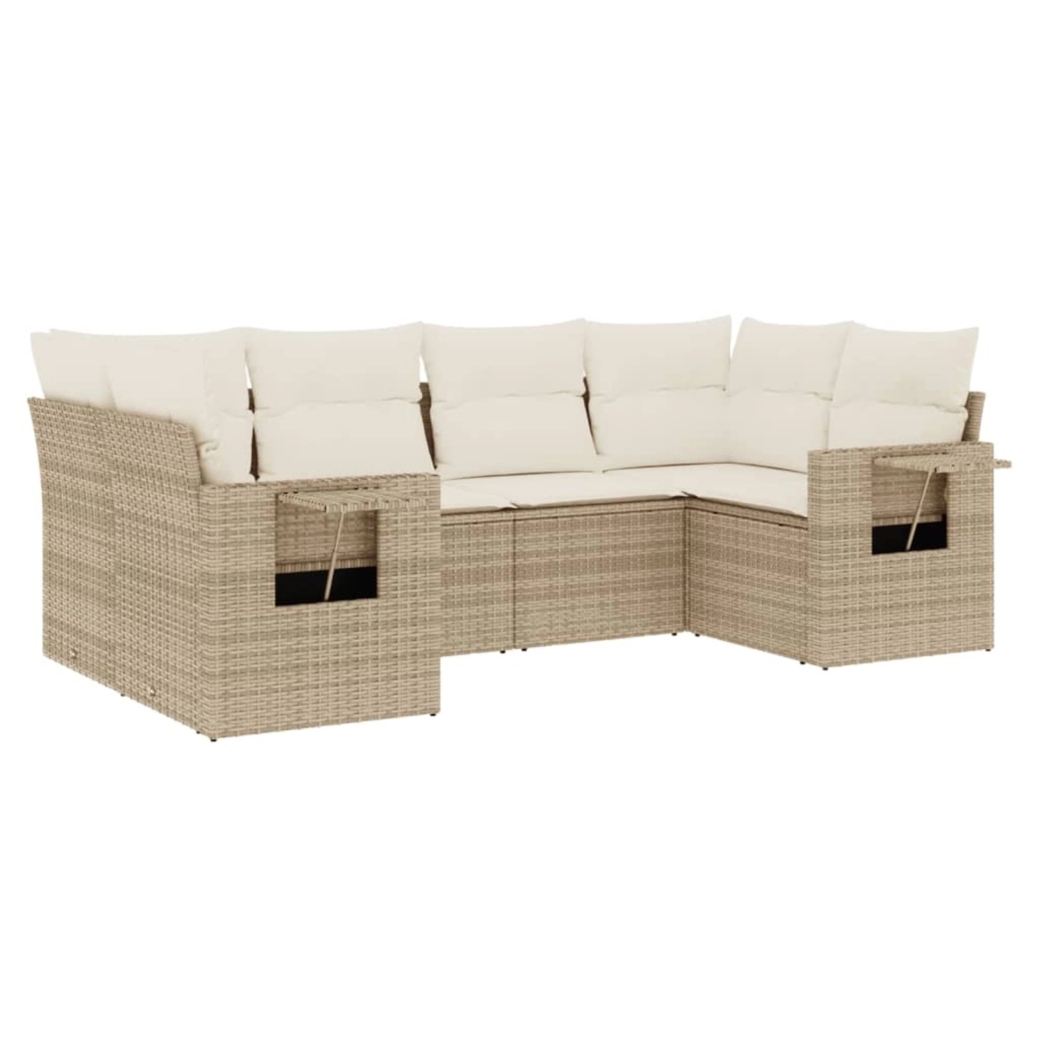 vidaXL 6-Tlg Garten-Sofagarnitur mit Kissen Beige Poly Rattan 3220577 günstig online kaufen