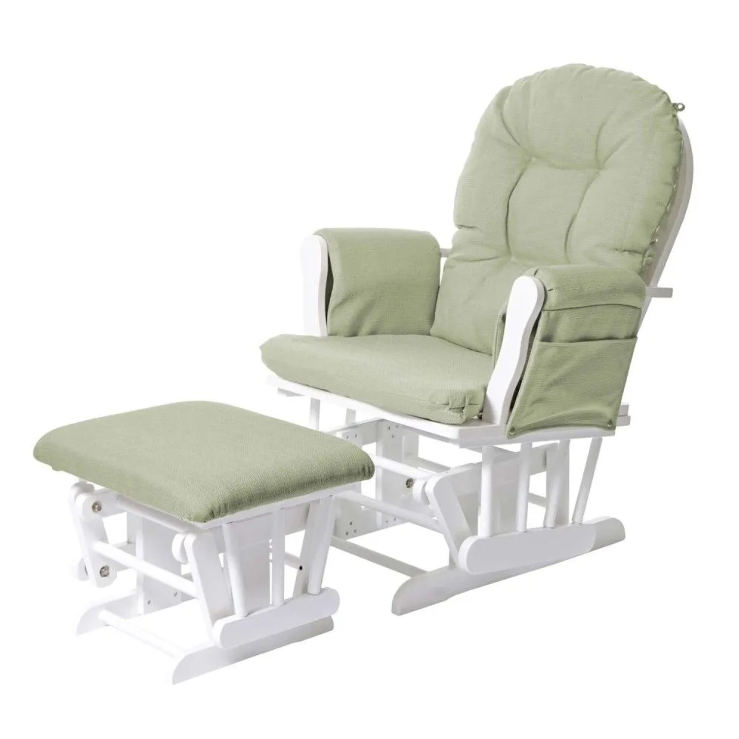 MCW Relaxsessel C76 Schwingstuhl Stoff/Textil Hellgrün Gestell Weiß