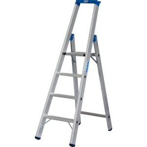 Krause Stehleiter Stabilo mit 4 Stufen, Aluminium, für sicheren Stand bei Arbeiten.