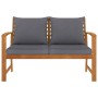 VidaXL Gartenbank aus Akazienholz mit dunkelgrauen Kissen, 120 cm breit.