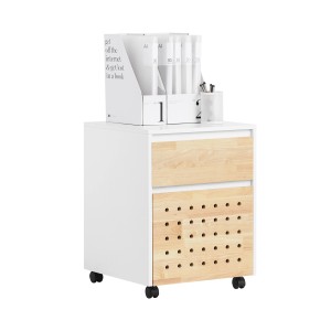 SoBuy Aktenschrank mit 2 Schubladen Druckertisch Rollcontainer für Büro Weißnatur ASK06-WN