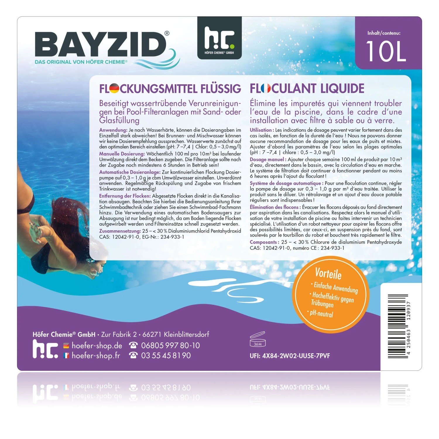 Bayzid Flockungsmittel, 2x10l flüssig für Pool-Filteranlagen.
