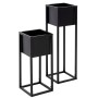 ML-Design Blumenständer 2er Set, schwarz, Metall, quadratische Übertöpfe in zwei Größen.