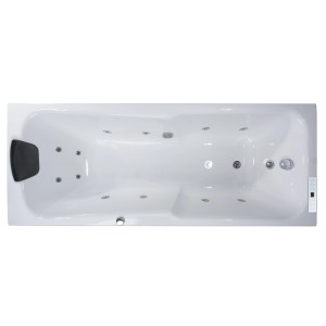 Basera® Bali Premium Whirlpool Badewanne, 180x75 cm, mit Massagedüsen und Kopfstütze.