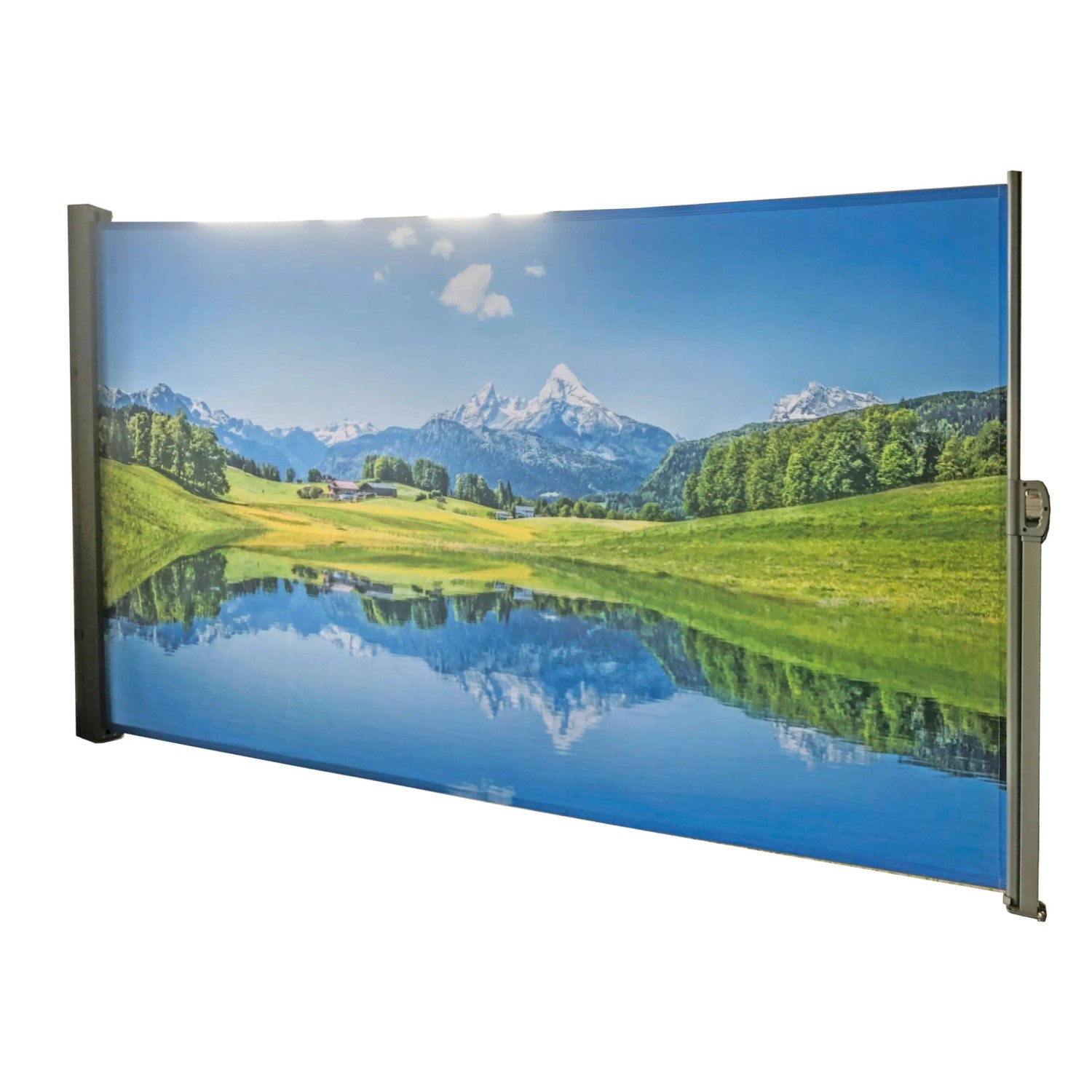 DELUKE Seitenmarkise FABI Motiv Bergsee Mehrfarbig Polyester Markise Ausziehbar Sonnenschutz Windschutz Terrasse/Balkon