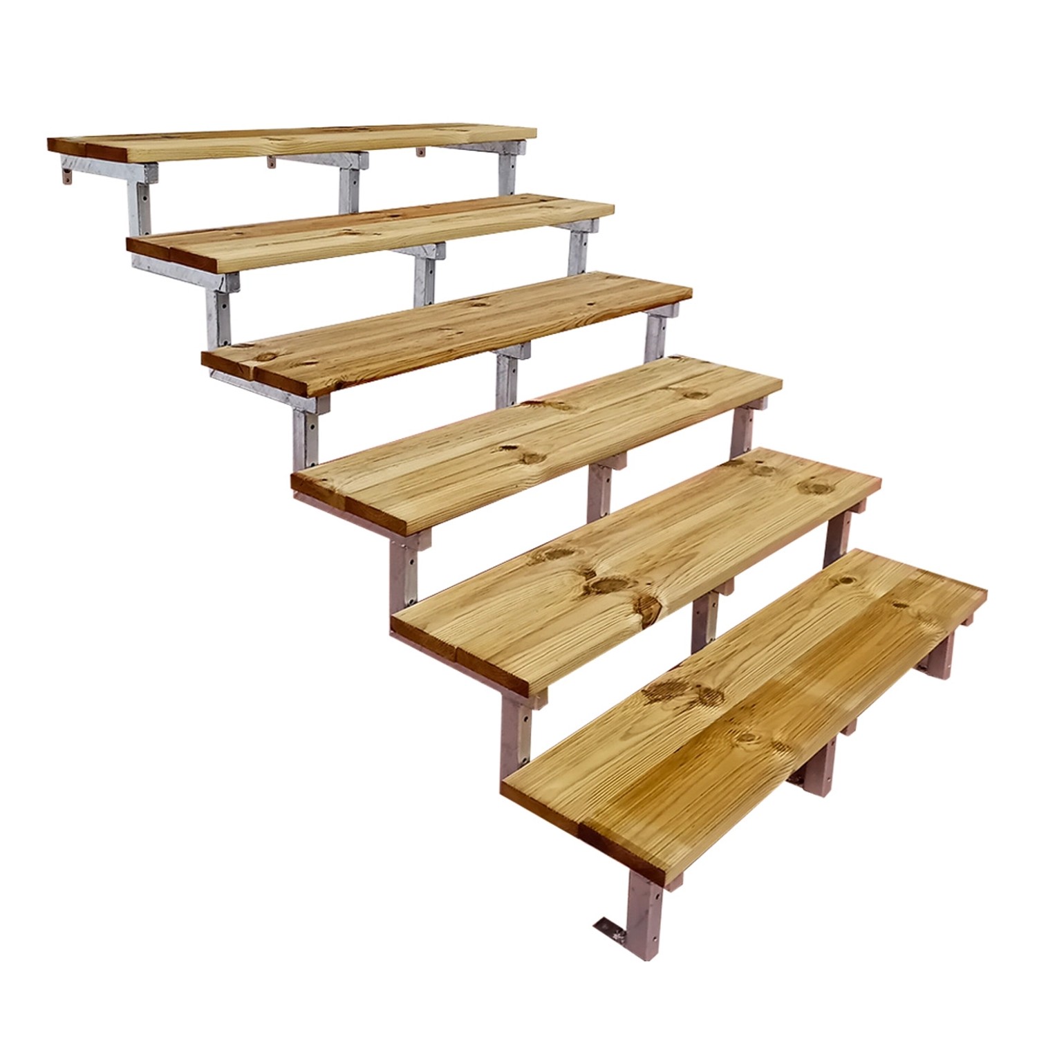 Vinuovo Außentreppe Oslo mit 6 Holzstufen und Stahlwangen, 160 cm breit.