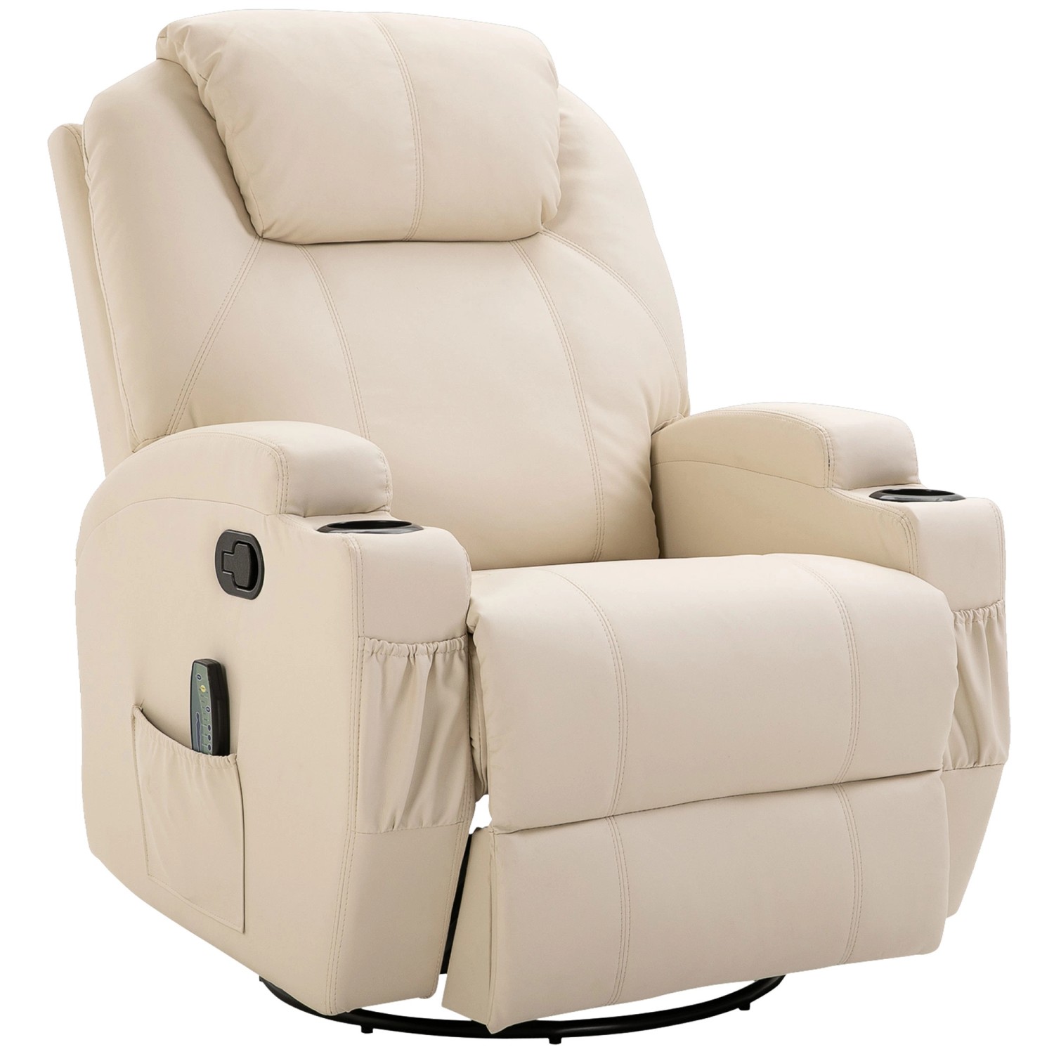HOMCOM Massagesessel Elektrisch 5 Massage-Modi Cremeweiß 84 x 92 x 109 cm