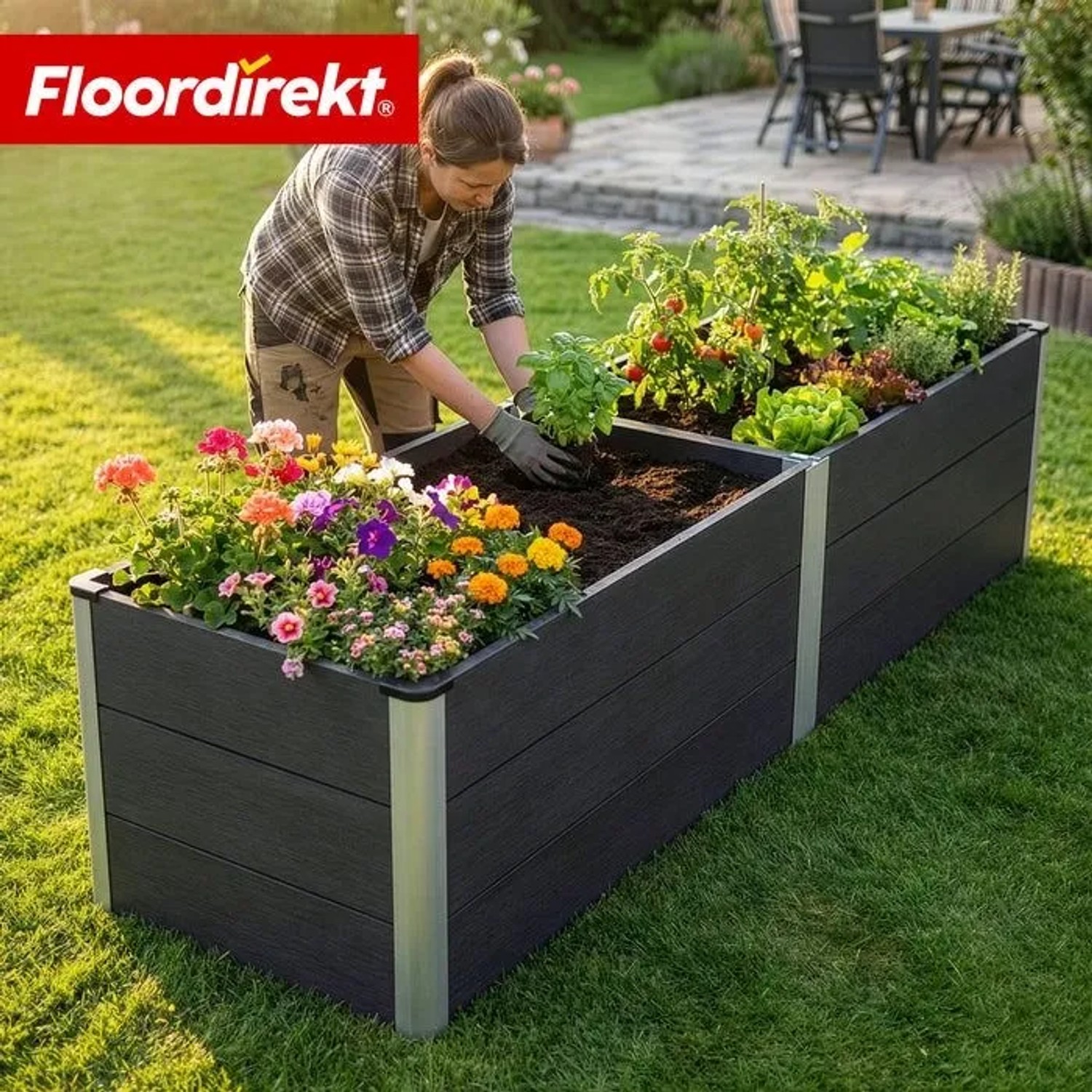 Floordirekt WPC Hochbeet Paros Mit Trennwand Und Drainage Anthrazit 200 x 50 x 45 cm kaufen bei OBI