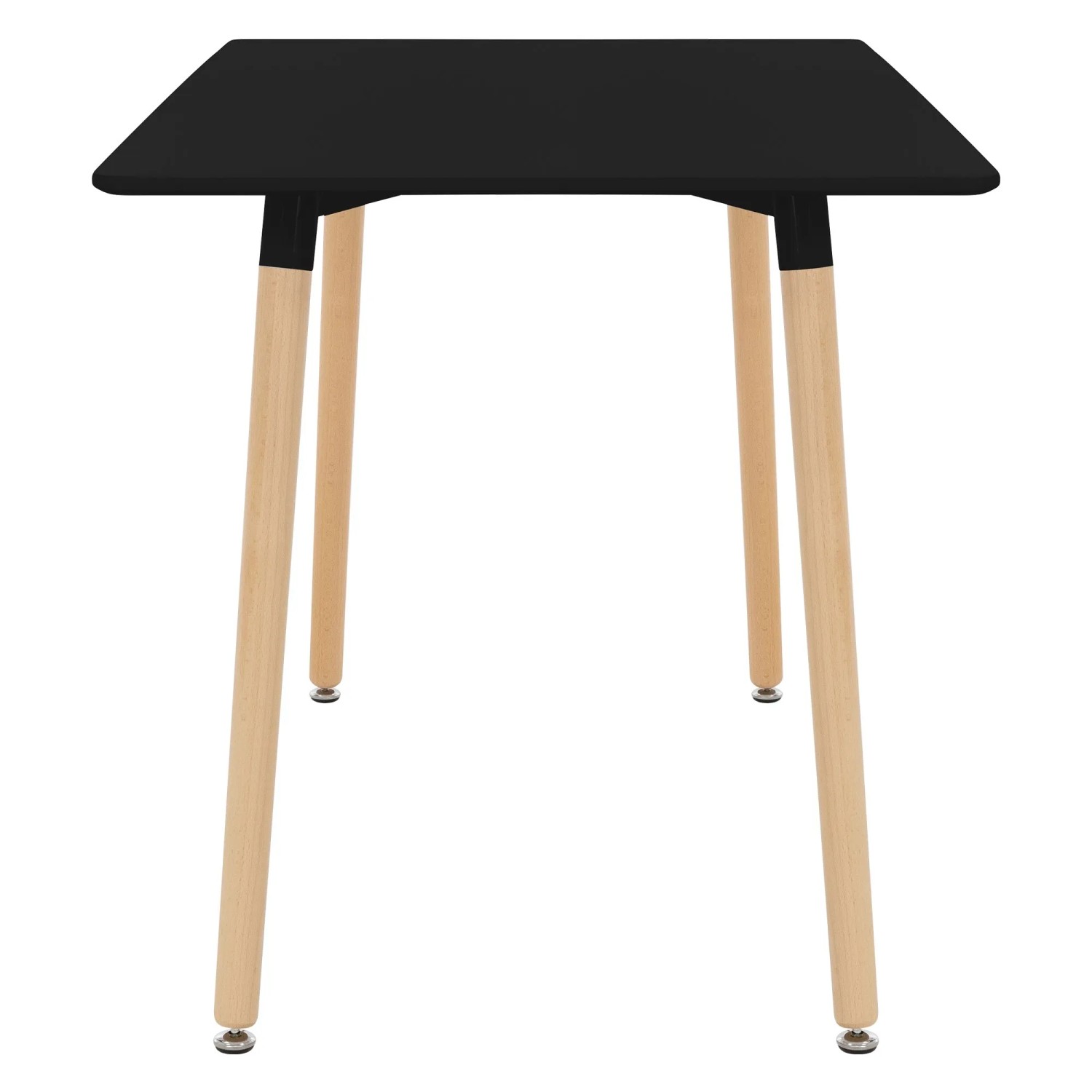 Schwarzer ML-Design Esstisch mit Holzbeinen, rechteckig, für 4-6 Personen.