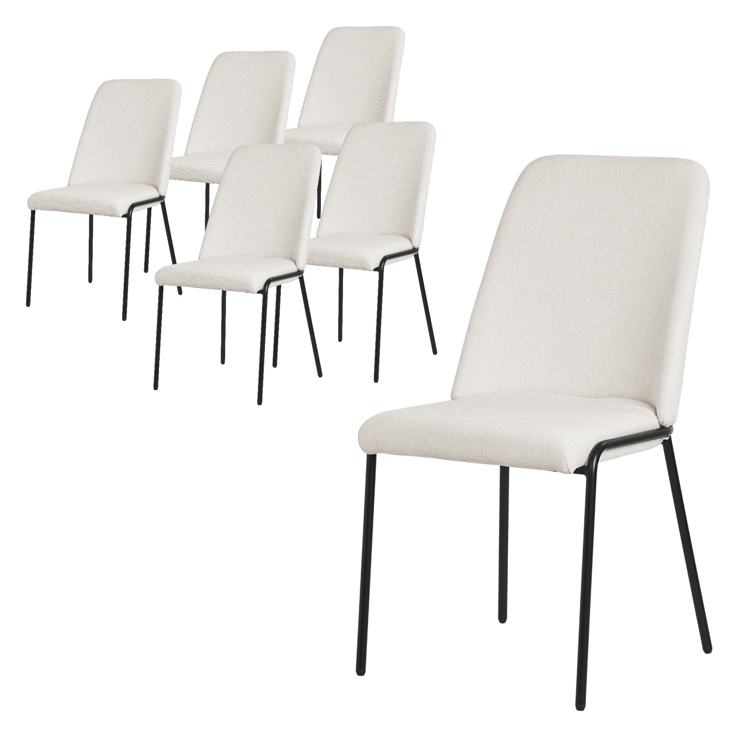 ML-Design Esszimmerstühle 6Er Set Beige mit Stoffbezug und Metallbeine günstig online kaufen