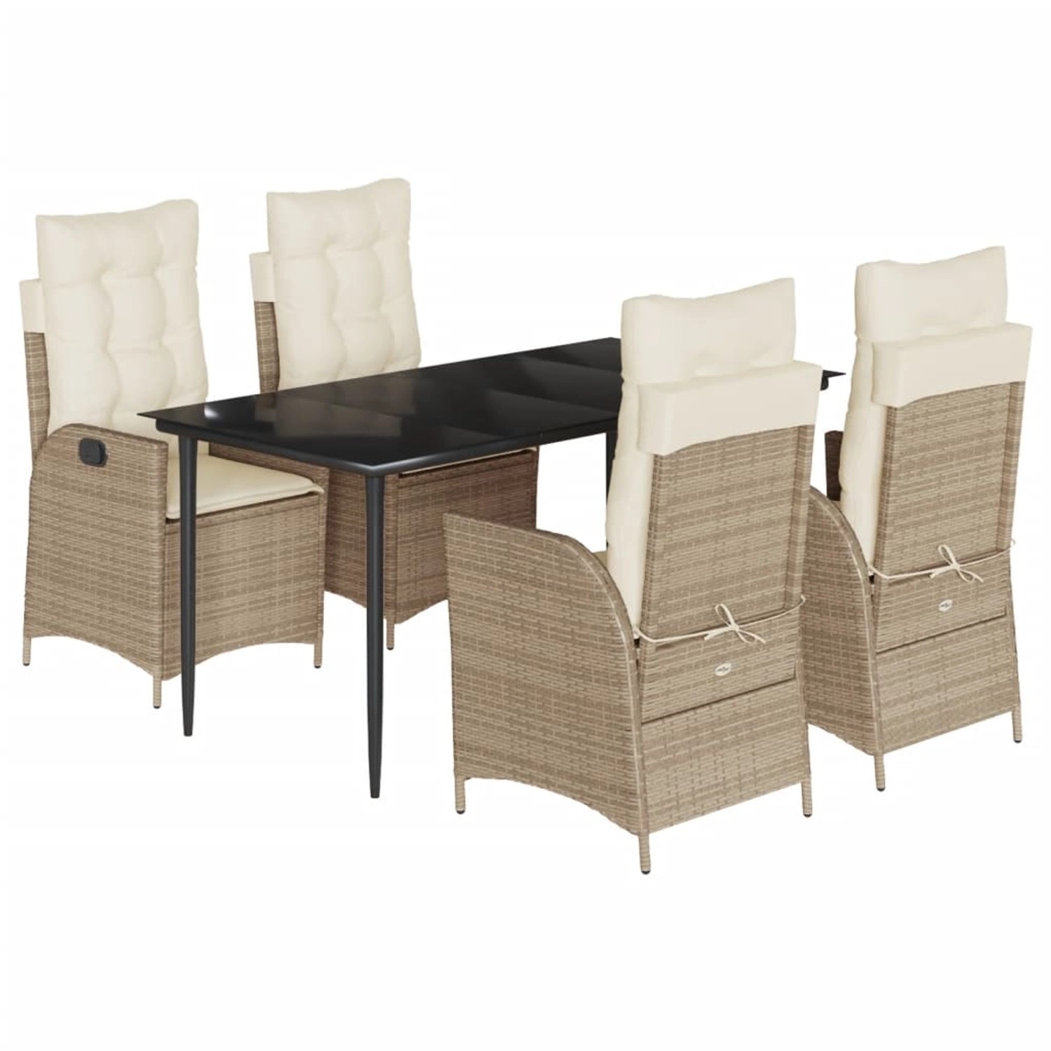 vidaXL 5-Tlg Garten-Essgruppe mit Kissen Beige Poly Rattan 3213238 günstig online kaufen
