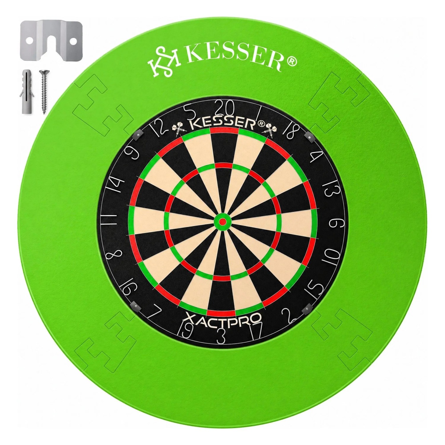 KESSER Dartscheibe Sisal Professional Steeldart Classic inkl. Schutzring Grün