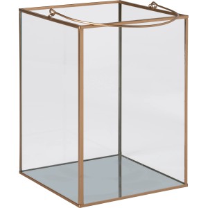 Dekorative Glas-Laterne Safari Lodge mit Goldrahmen, 22x17x17 cm, für stimmungsvolle Beleuchtung.