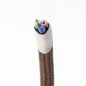Braunes Orion Lightstyle Textilkabel, 3-adrig, Ø 4,7mm, Meterware für Lampen.
