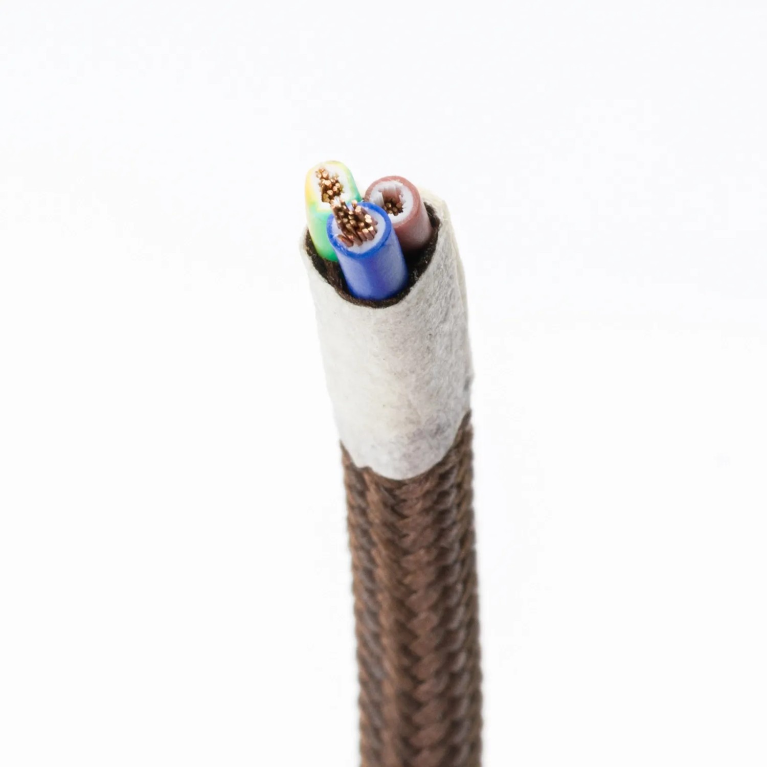 Braunes Orion Lightstyle Textilkabel, 3-adrig, Ø 4,7mm, Meterware für Lampen.