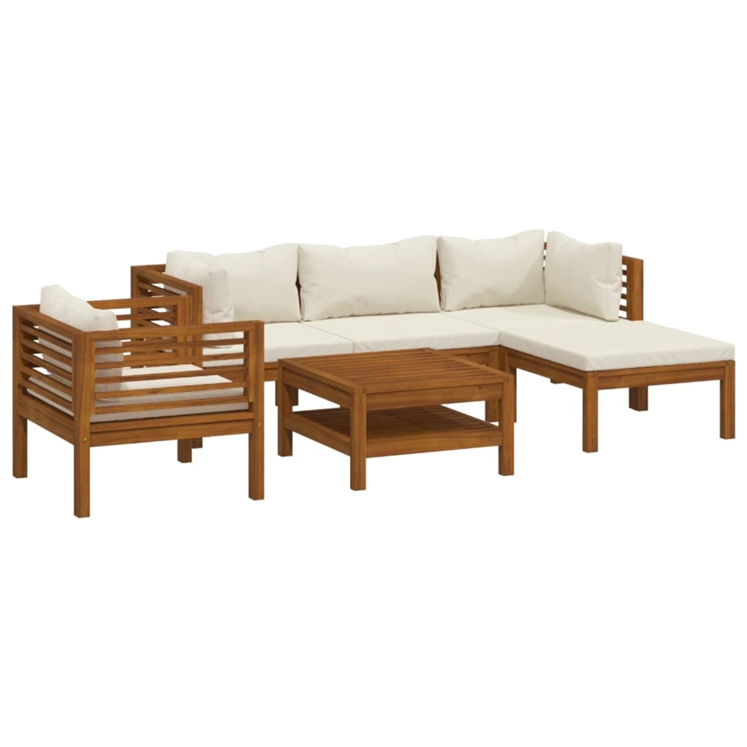 vidaXL 6-tlg Garten-Lounge-Set mit Creme Kissen Massivholz Akazie Modell 7 günstig online kaufen