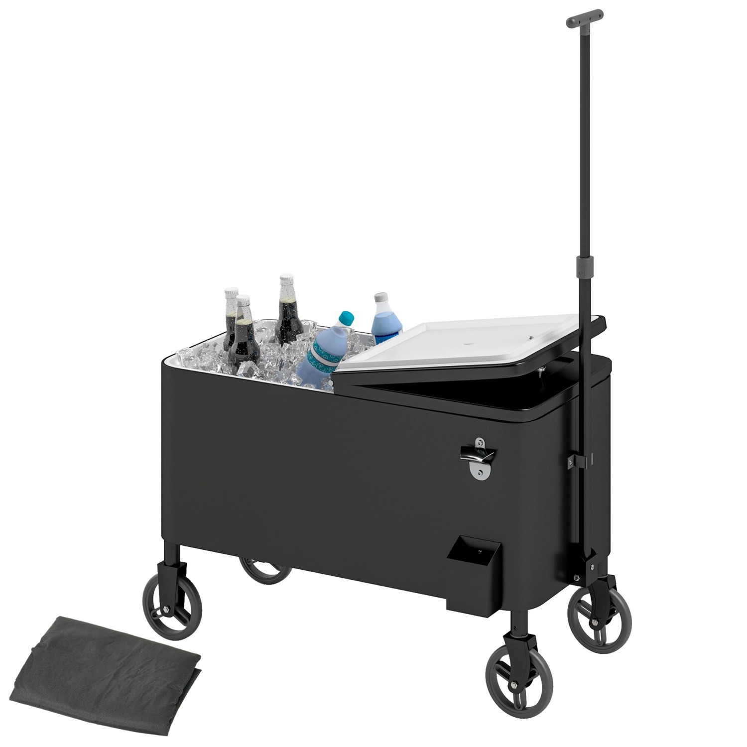 Outsunny Kühlwagen Kunststoff Stahl Schwarz 87cm x 46cm x 120cm günstig online kaufen
