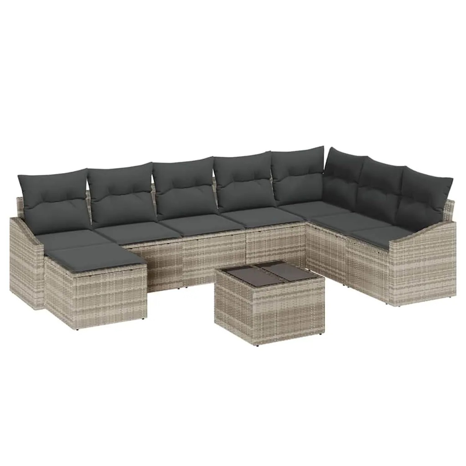 vidaXL Gartensofa-set mit Kissen 8-Tlg Hellgrau Poly-Rattan 3355521