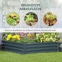 Outsunny Garten-Bett aus verzinktem Stahl, bepflanzt mit Blumen und Kräutern.