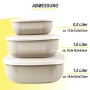 ProHome Vorratsdosen, 3er Set, eckig, beige. Frischhaltedosen in verschiedenen Größen.