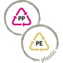 Recycling-Symbole für PP und PE Kunststoff, aus dem der Scheurich Smilla Blumensprüher gefertigt ist.