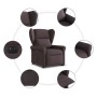 vidaXL Relaxsessel mit Aufstehhilfe Elektrisch Dunkelbraun Stoff 3303399_11