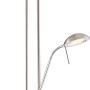Moderne LED-Stehleuchte Leonas in Nickel matt mit Deckenfluter und Leselampe.