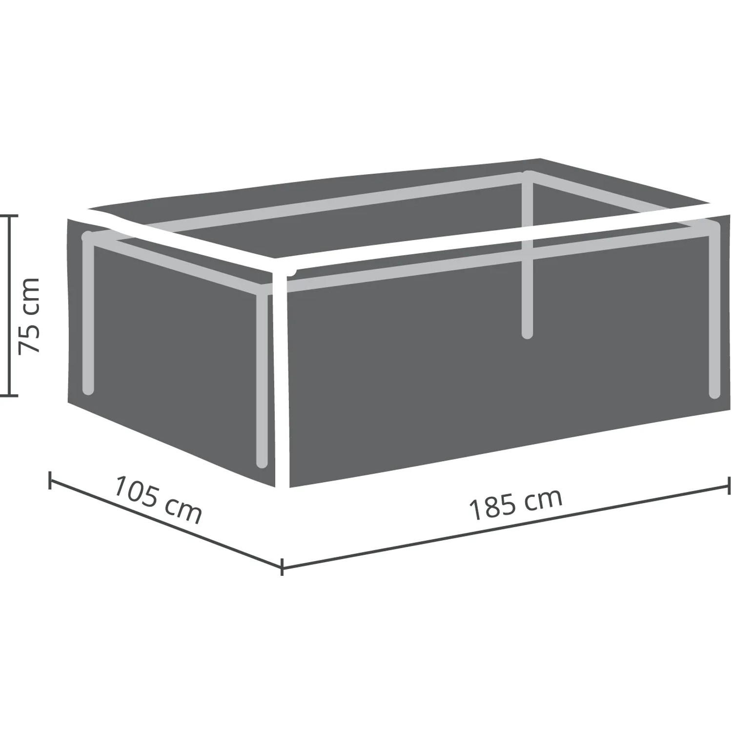 Perel Gartenmöbel-Abdeckplane – 185x150x95 Cm, Rechteckig, Wasserdicht & UV-beständig, Mit Klettverschluss