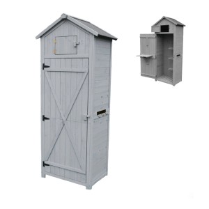 Relaxdays Gartenschrank Holz Grau Wetterfest 180,5 cm x 75 cm x 50 cm