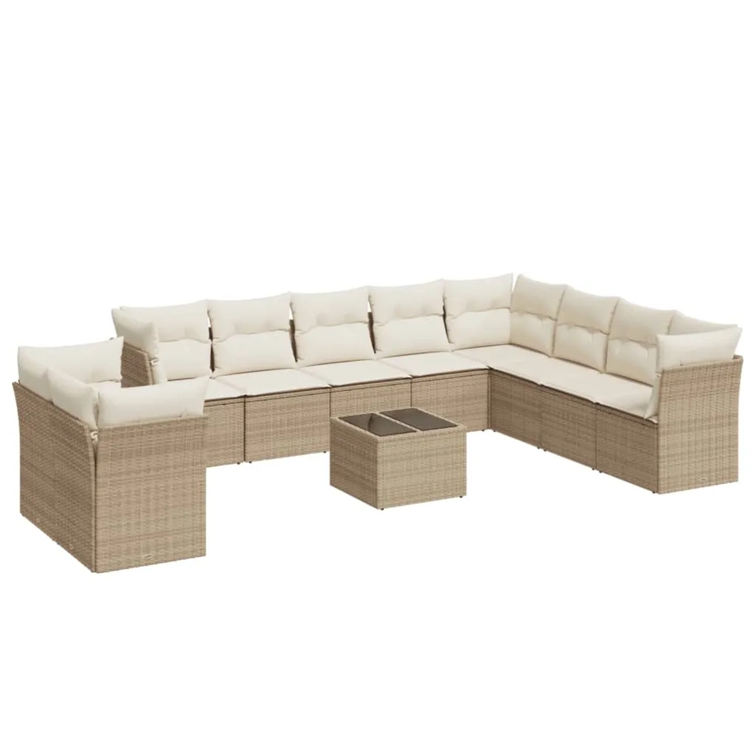vidaXL 11-Tlg Garten-Sofagarnitur mit Kissen Beige Poly Rattan 3249707 günstig online kaufen