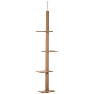 Deckenhoher PawHut Kratzbaum in Beige mit Sisalstamm und 4 Plattformen. Höhenverstellbar für Katzen.