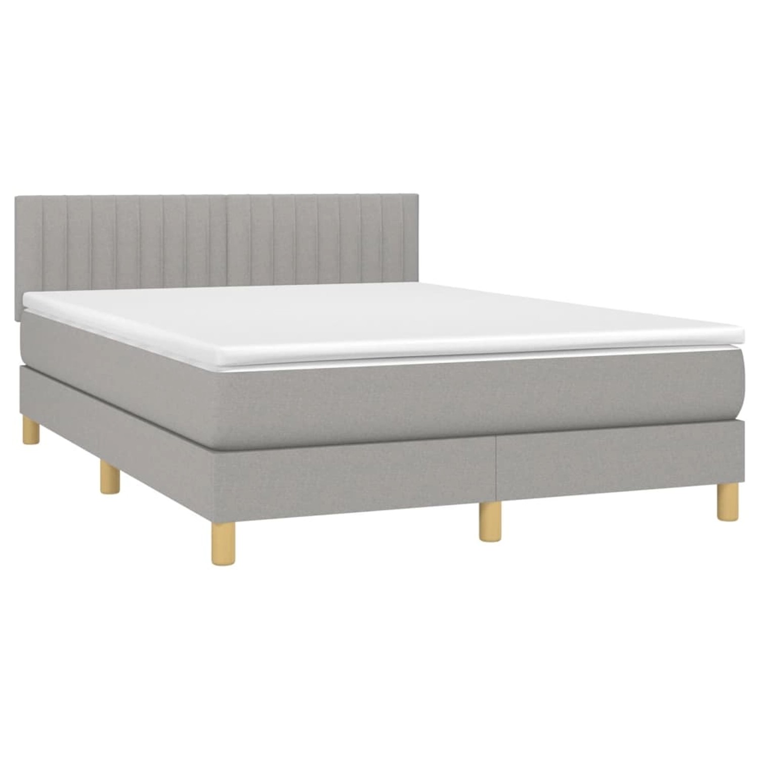 vidaXL Boxspringbett mit Matratze & LED Hellgrau 140x190 cm Stoff 3133869 günstig online kaufen