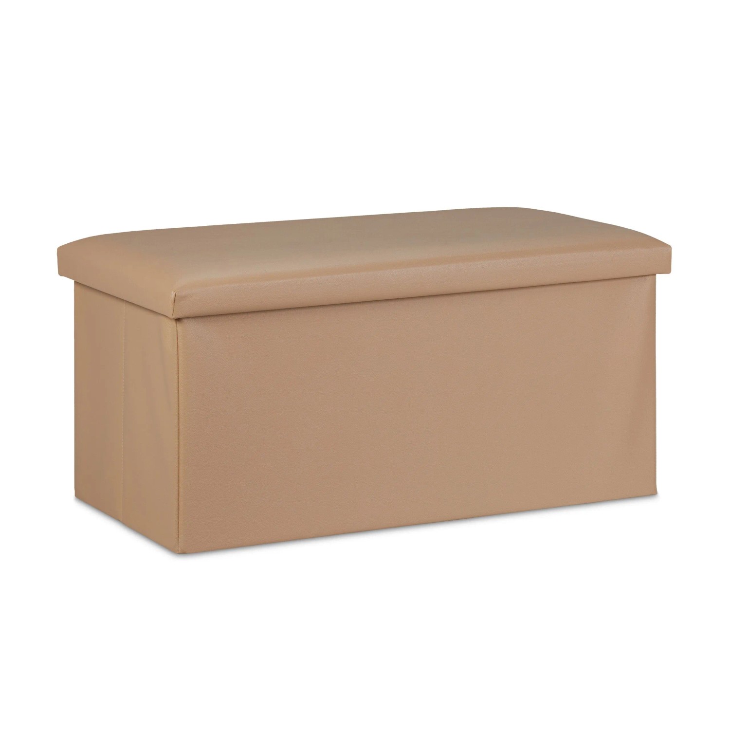 Relaxdays Sitzbank Kunstleder Beige Faltbar Mit Stauraum 37,5 cm x 76,5 cm x 38,5 cm 4,1 kg