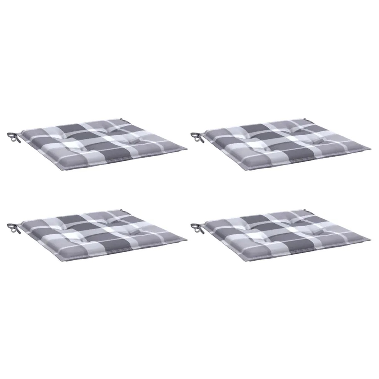vidaXL Gartenstuhl-Kissen 4 Stk Grau Karomuster 40x40x4 cm 314036 günstig online kaufen