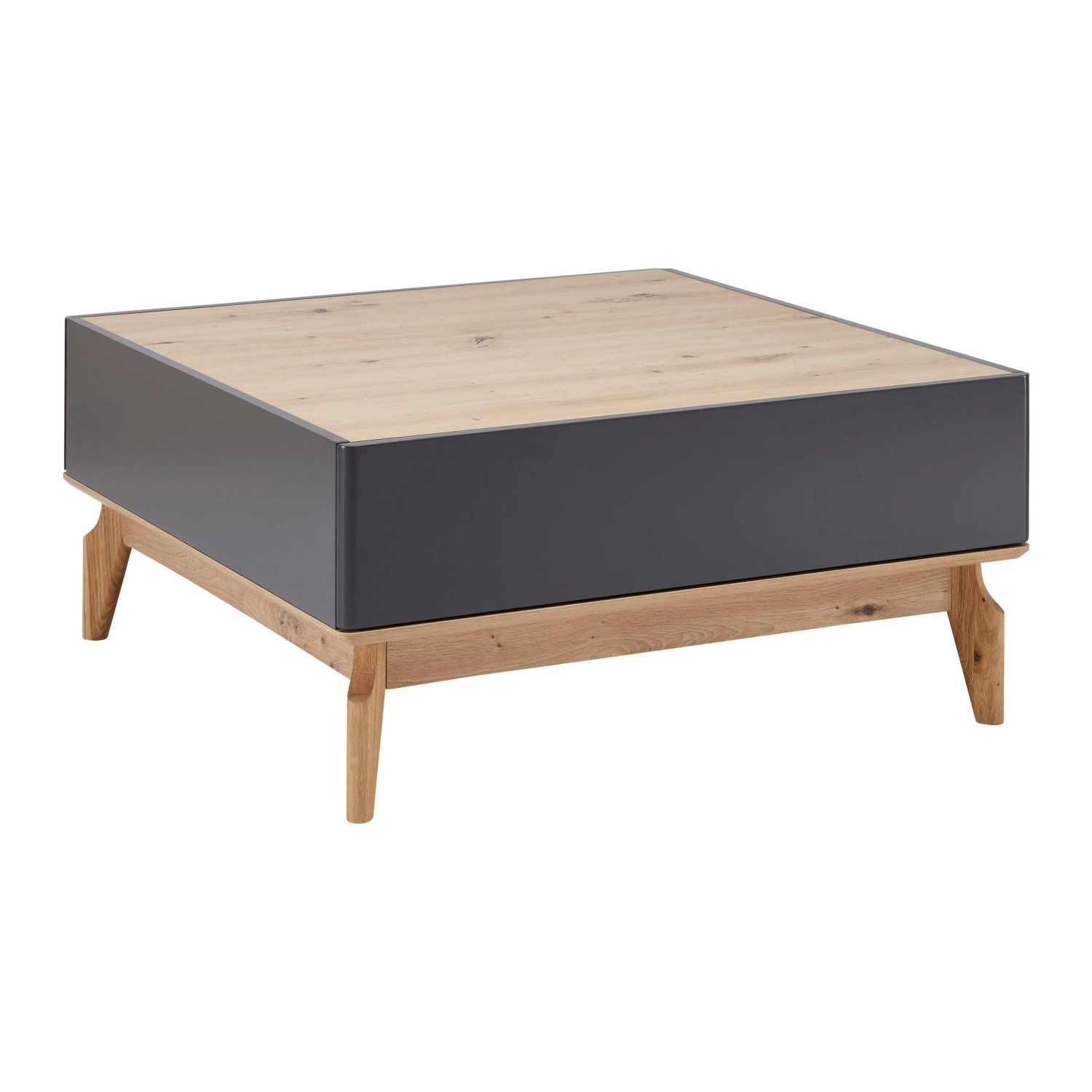 Bessagi Home Couchtisch Fosco Grau/Eiche Echtholz Quadratisch