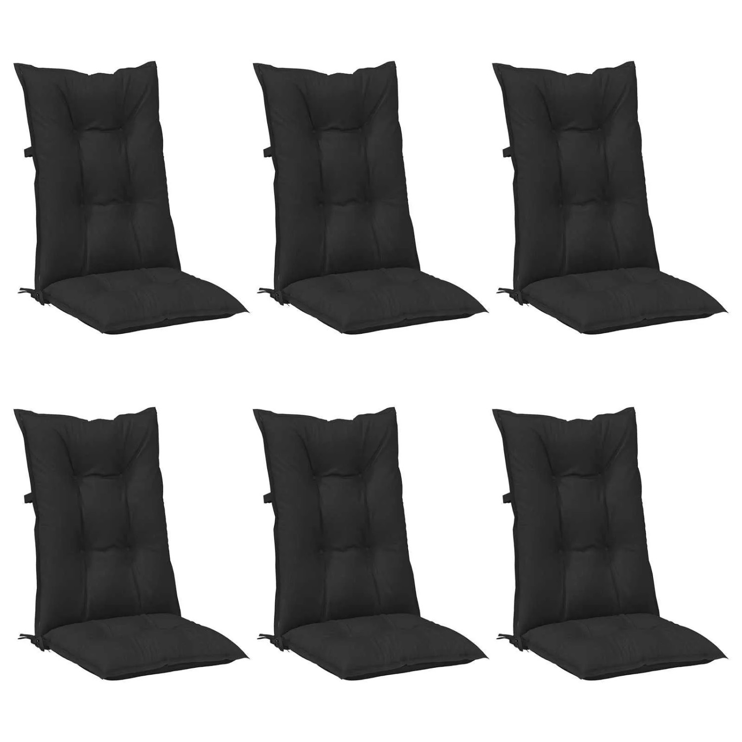 vidaXL Set Hochlehner-Stuhlkissen 6 Stk Melange Schwarz 4002369