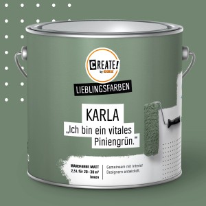 Farbeimer CREATE! by OBI Karla Piniengrün, matte Wandfarbe für Innenräume.