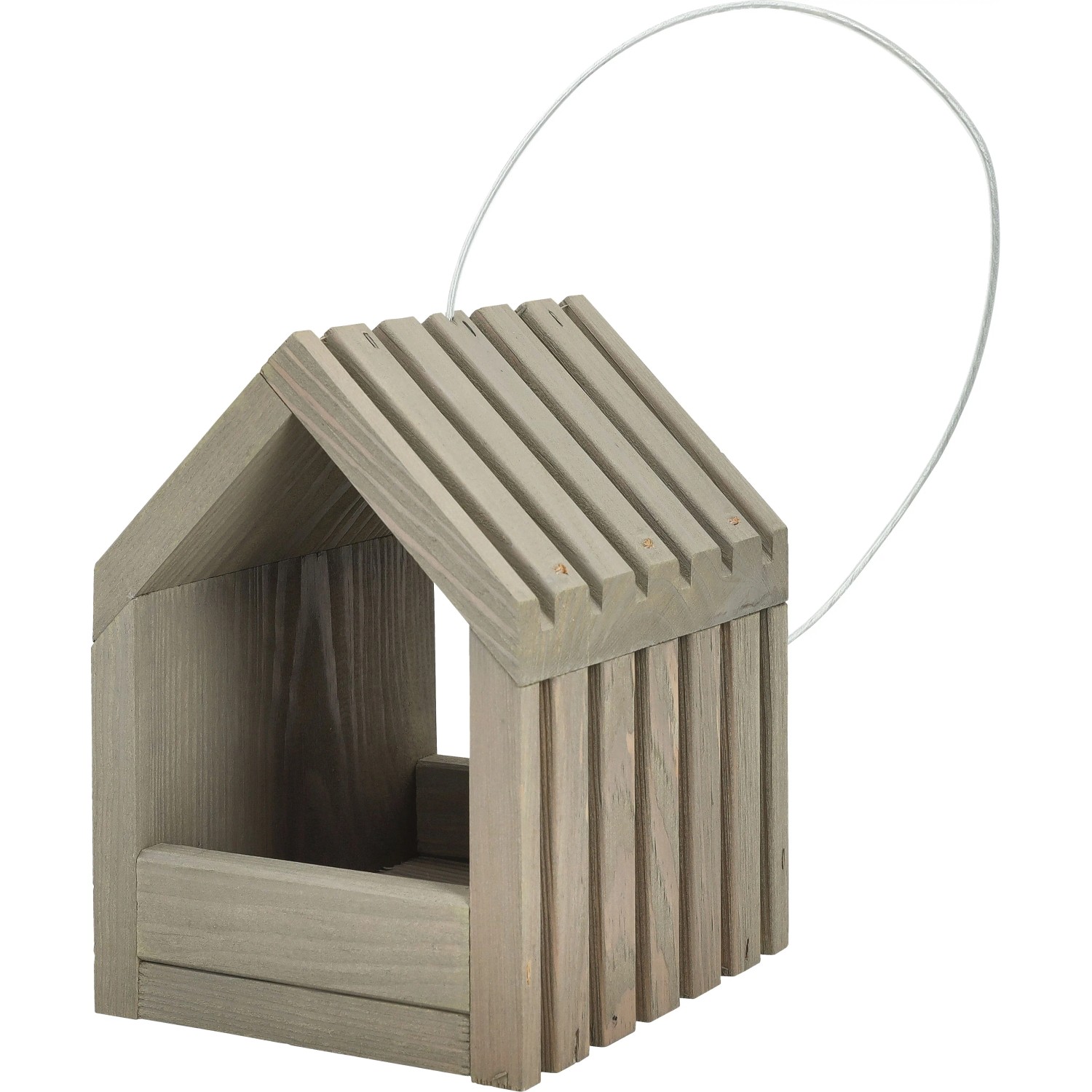 Vogelhaus aus Holz mit Rillen 19 cm 13,5 cm x 14 cm Natur