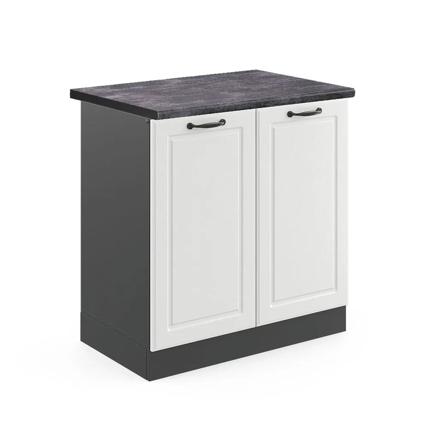 Vicco Spülenunterschrank R-Line Weiß Landhaus Anthrazit 80 cm AP Anthrazit